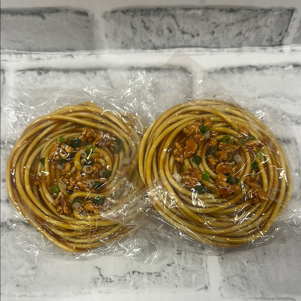 Fake spaghetti dinner set play food faux food whimsical prop decor set of TWO